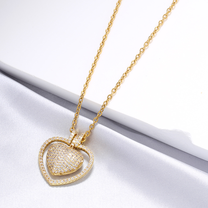 Casual Elegant Heart Shape Copper Plating Inlay Zircon 18k Gold Plated Necklace display picture 5