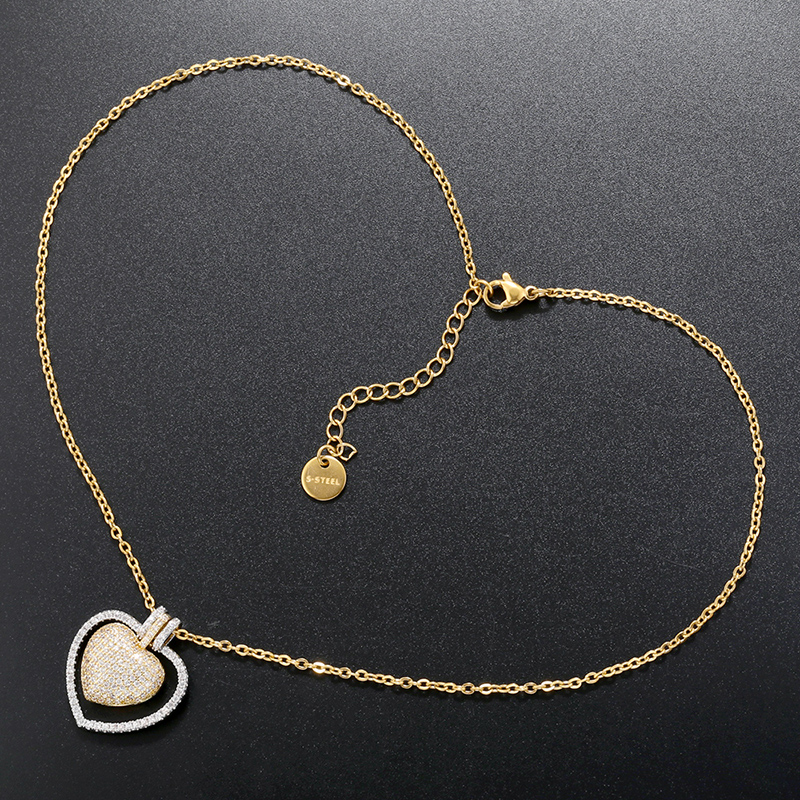 Casual Elegant Heart Shape Copper Plating Inlay Zircon 18k Gold Plated Necklace display picture 6