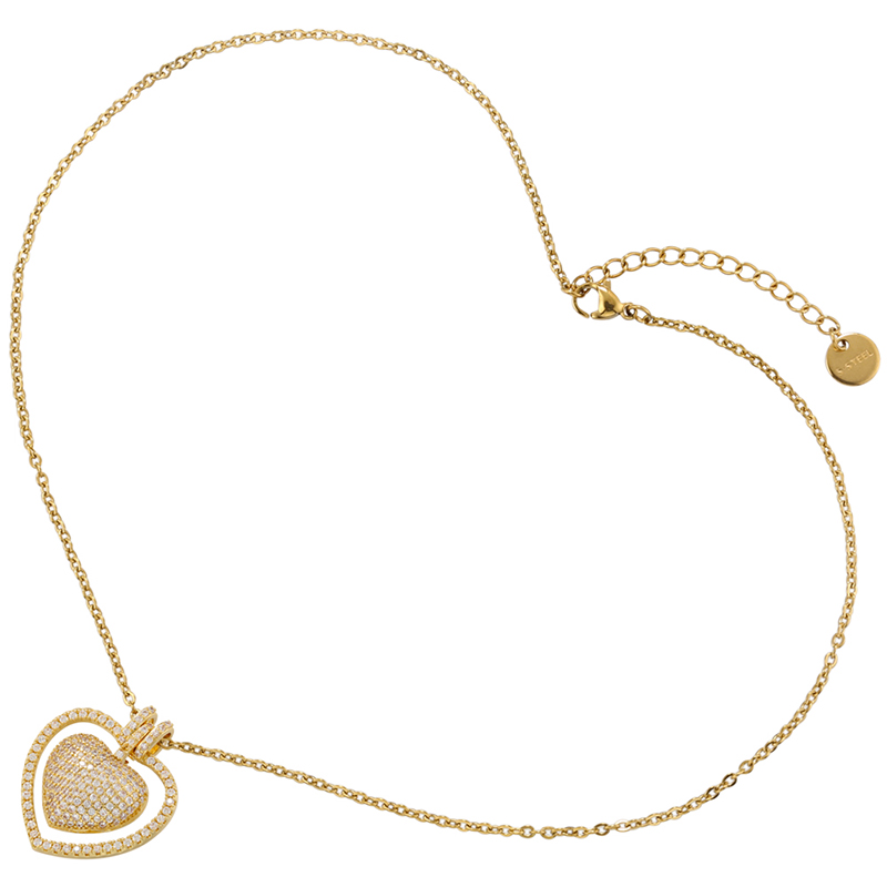 Casual Elegant Heart Shape Copper Plating Inlay Zircon 18k Gold Plated Necklace display picture 3