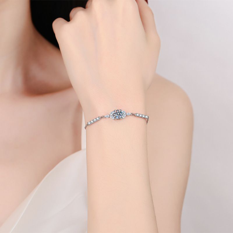 Casual Sweet Round Square Sterling Silver Plating Inlay Zircon Silver Plated Bracelets display picture 6