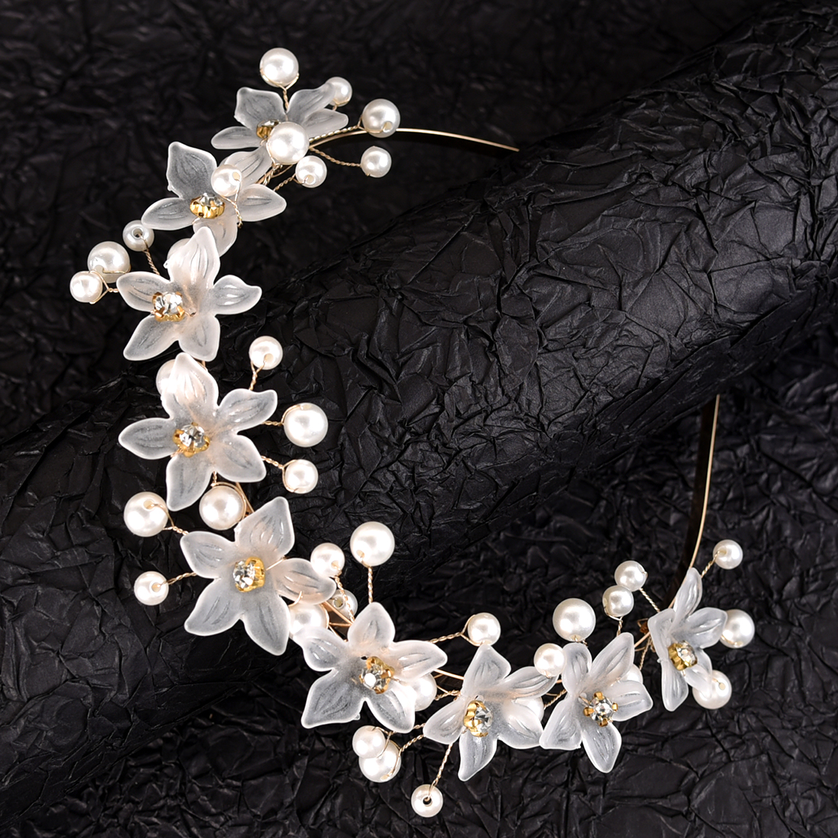 Women's Elegant Sweet Flower Artificial Pearl Alloy Resin Hair Band display picture 7