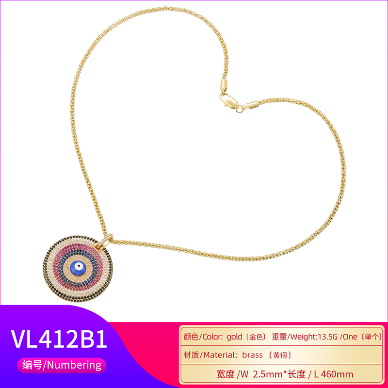 Ig Style Round Copper Plating Inlay Zircon 18k Gold Plated Pendant Necklace display picture 5