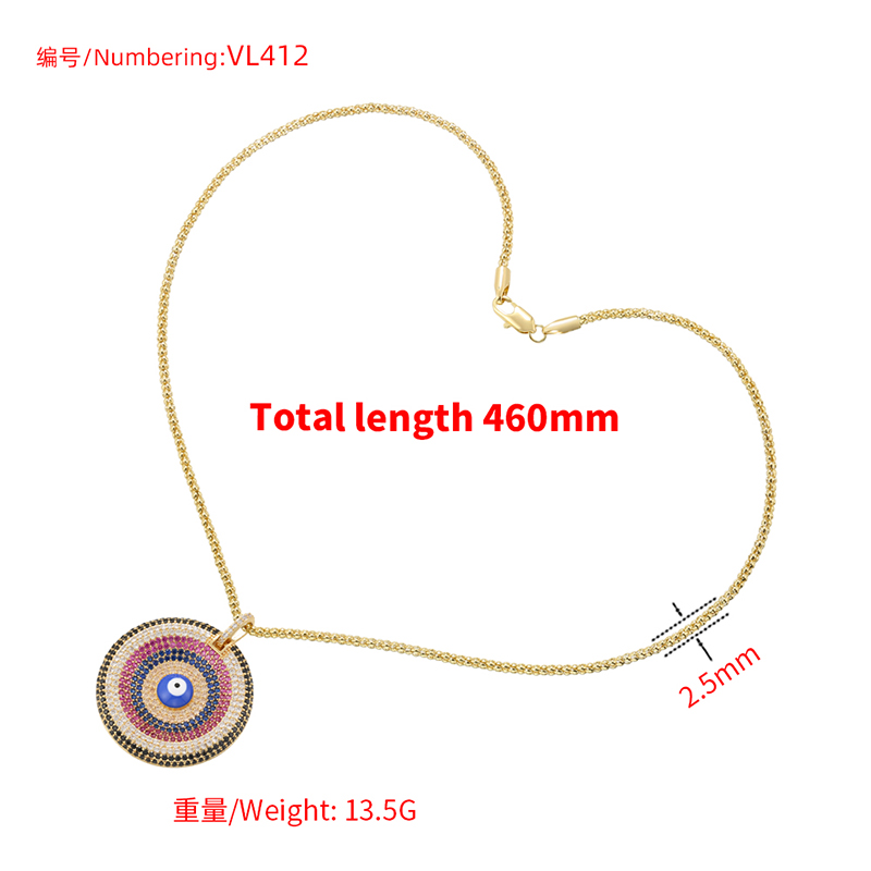 Ig Style Round Copper Plating Inlay Zircon 18k Gold Plated Pendant Necklace display picture 4