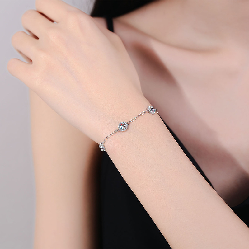 Casual Sweet Round Square Sterling Silver Plating Inlay Zircon Silver Plated Bracelets display picture 5