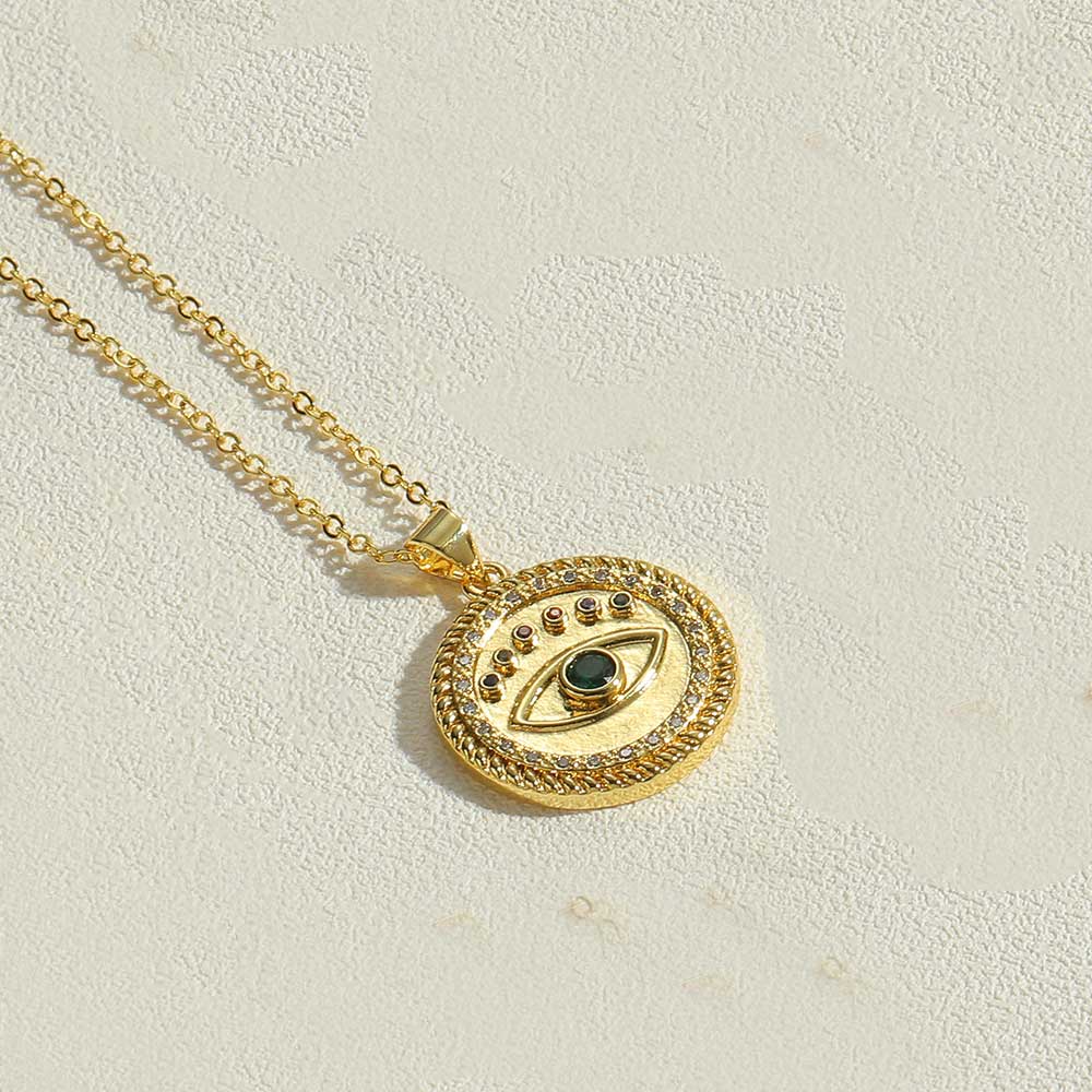 Style Vintage Style Simple Rond Le Cuivre Placage Plaqué Or 14k Pendentif display picture 6