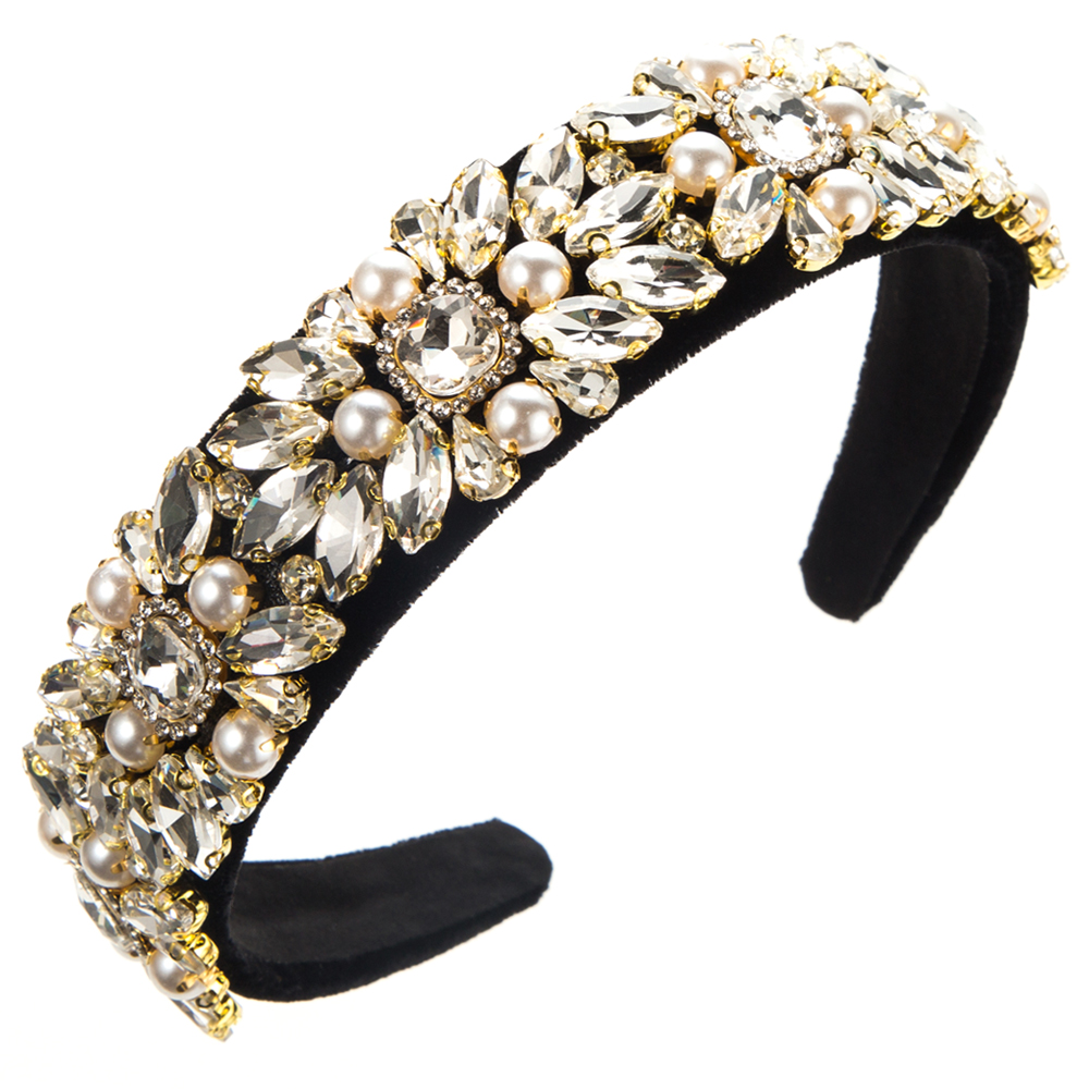 Women's Elegant Vintage Style Luxurious Colorful Cloth Inlay Rhinestones Glass Hair Band display picture 7