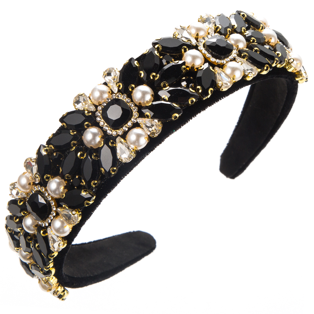 Women's Elegant Vintage Style Luxurious Colorful Cloth Inlay Rhinestones Glass Hair Band display picture 10