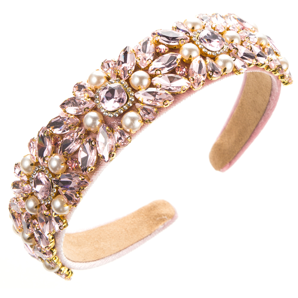 Women's Elegant Vintage Style Luxurious Colorful Cloth Inlay Rhinestones Glass Hair Band display picture 6