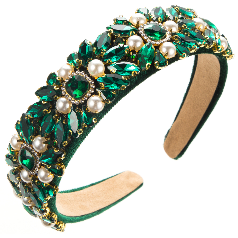 Women's Elegant Vintage Style Luxurious Colorful Cloth Inlay Rhinestones Glass Hair Band display picture 5