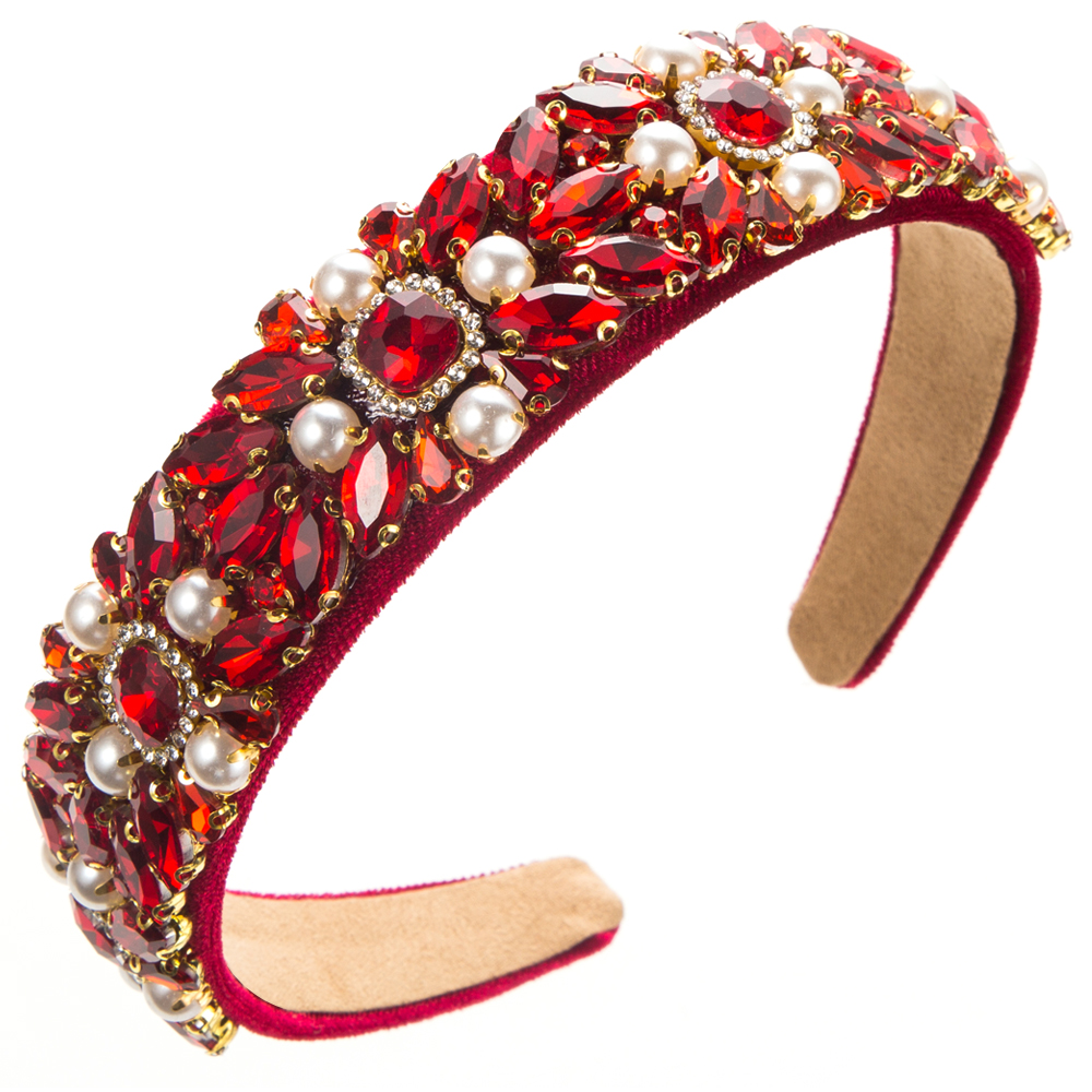 Women's Elegant Vintage Style Luxurious Colorful Cloth Inlay Rhinestones Glass Hair Band display picture 8
