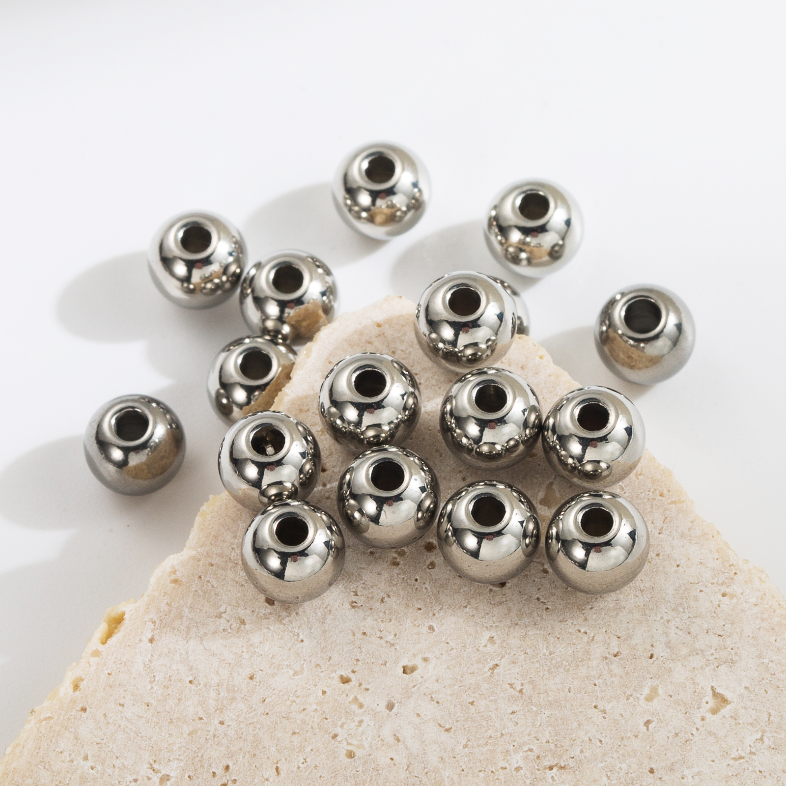1 Satz Durchmesser 3mm Durchmesser 8mm Loch 1~1.9mm Loch 2~2.9mm Rostfreier Stahl Einfarbig Poliert Perlen display picture 8