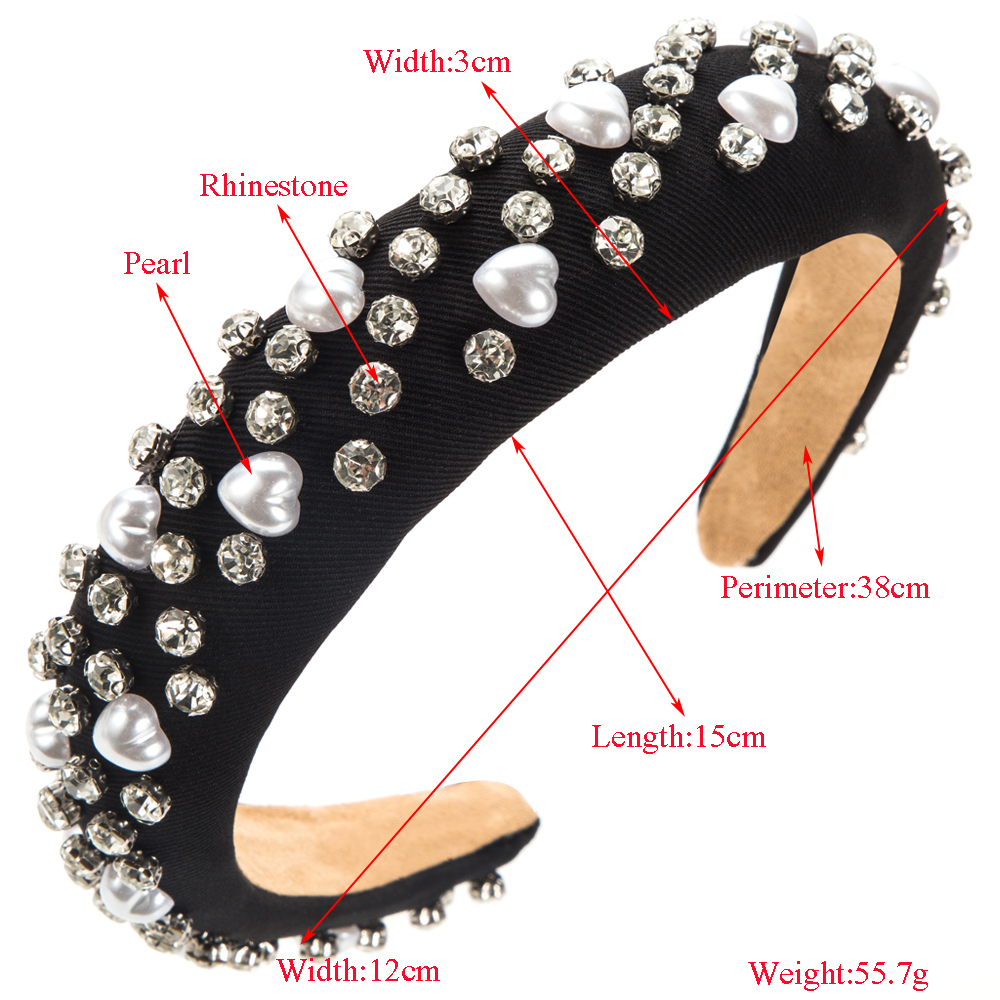 Women's Casual Elegant Classic Style Heart Shape Cloth Inlay Artificial Pearls Rhinestones Hair Band display picture 1