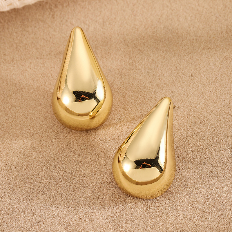 1 Pair Elegant Simple Style Water Droplets Plating Alloy Ear Studs display picture 1