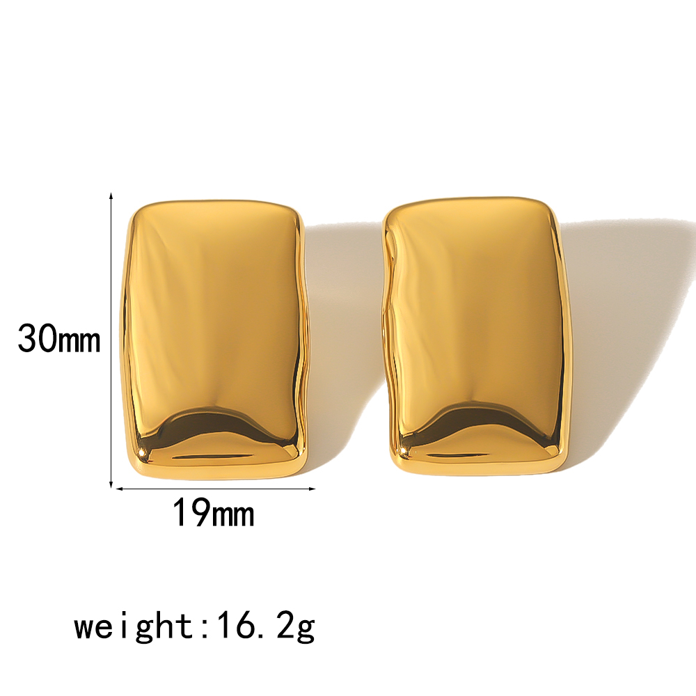 1 Pair Vintage Style Simple Style Quadrilateral Polishing Plating 304 Stainless Steel Ear Studs display picture 6