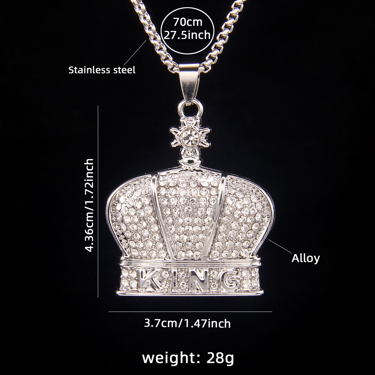Commute Crown 201 Stainless Steel Zinc Alloy Rhinestones Unisex Necklace display picture 2