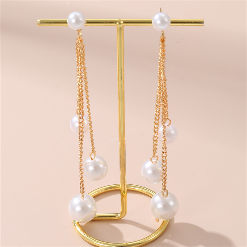 1 Pair Casual Romantic Round Three-dimensional Artificial Pearl Alloy Drop Earrings display picture 2