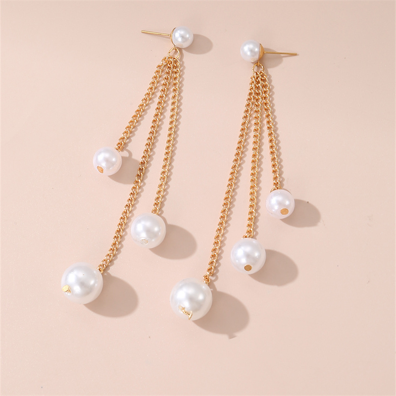 1 Pair Casual Romantic Round Three-dimensional Artificial Pearl Alloy Drop Earrings display picture 5