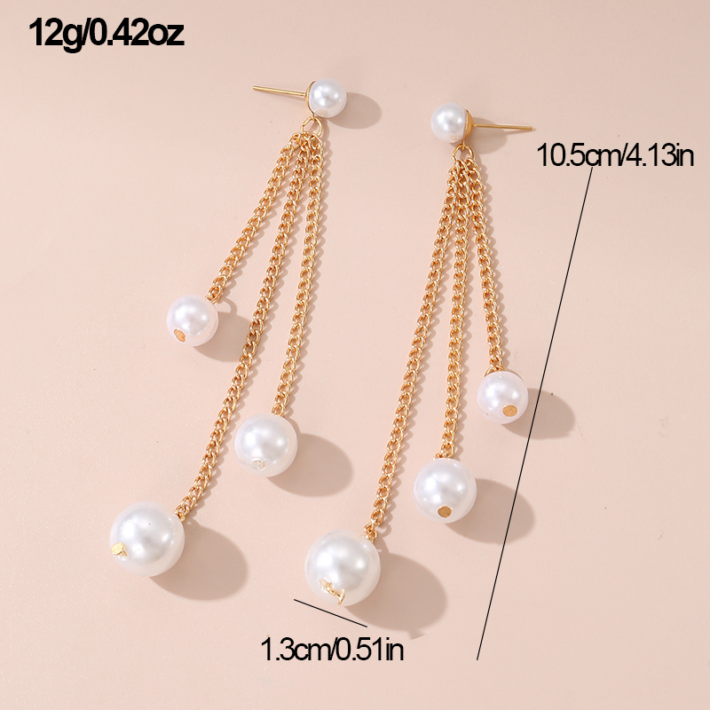 1 Pair Casual Romantic Round Three-dimensional Artificial Pearl Alloy Drop Earrings display picture 6