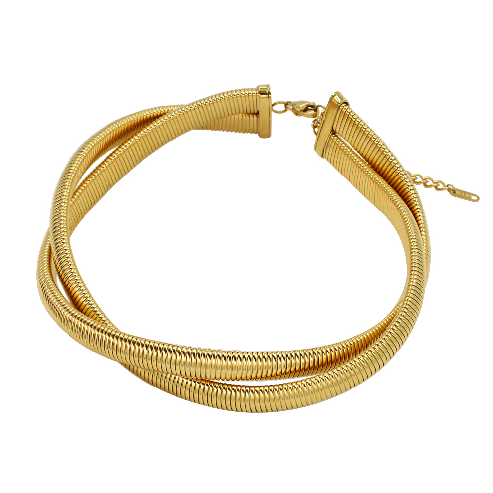 Retro Simple Style Geometric Stainless Steel 18k Gold Plated Bracelets Necklace Jewelry Set display picture 15