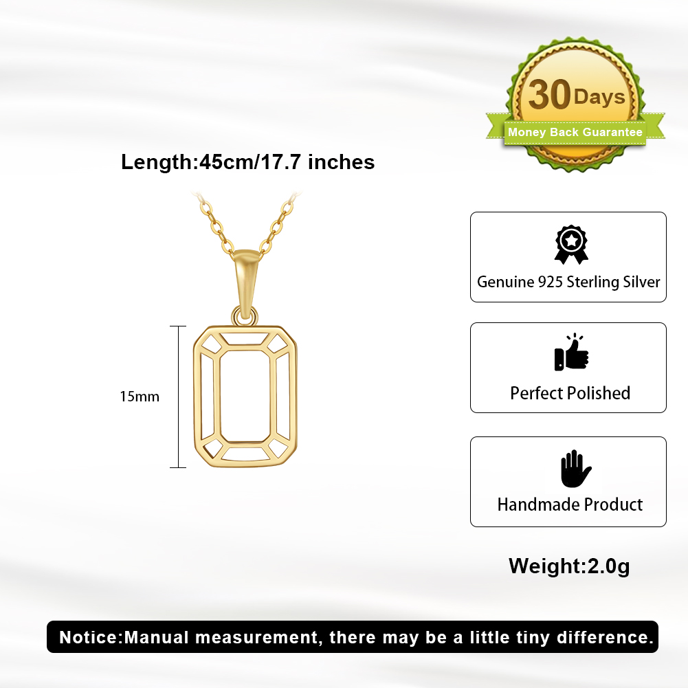 Casual Simple Style Rectangle Sterling Silver Plating Hollow Out 14k Gold Plated Silver Plated Pendant Necklace display picture 6