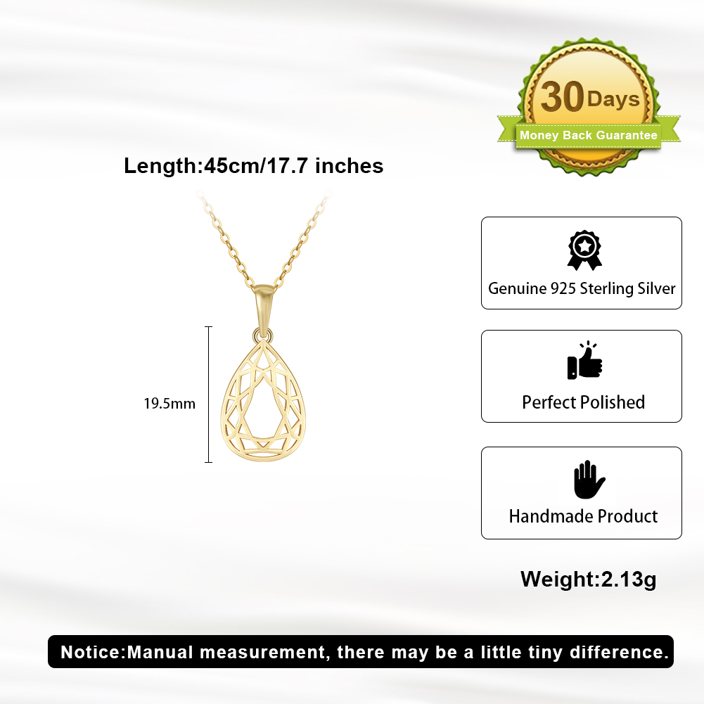 Casual Simple Style Water Droplets Sterling Silver Plating Hollow Out 14k Gold Plated Silver Plated Pendant Necklace display picture 6