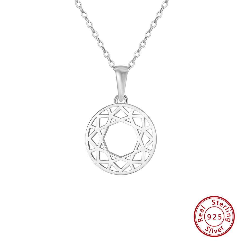 Simple Style Geometric Round Sterling Silver Plating Hollow Out 14k Gold Plated Silver Plated Pendant Necklace display picture 2
