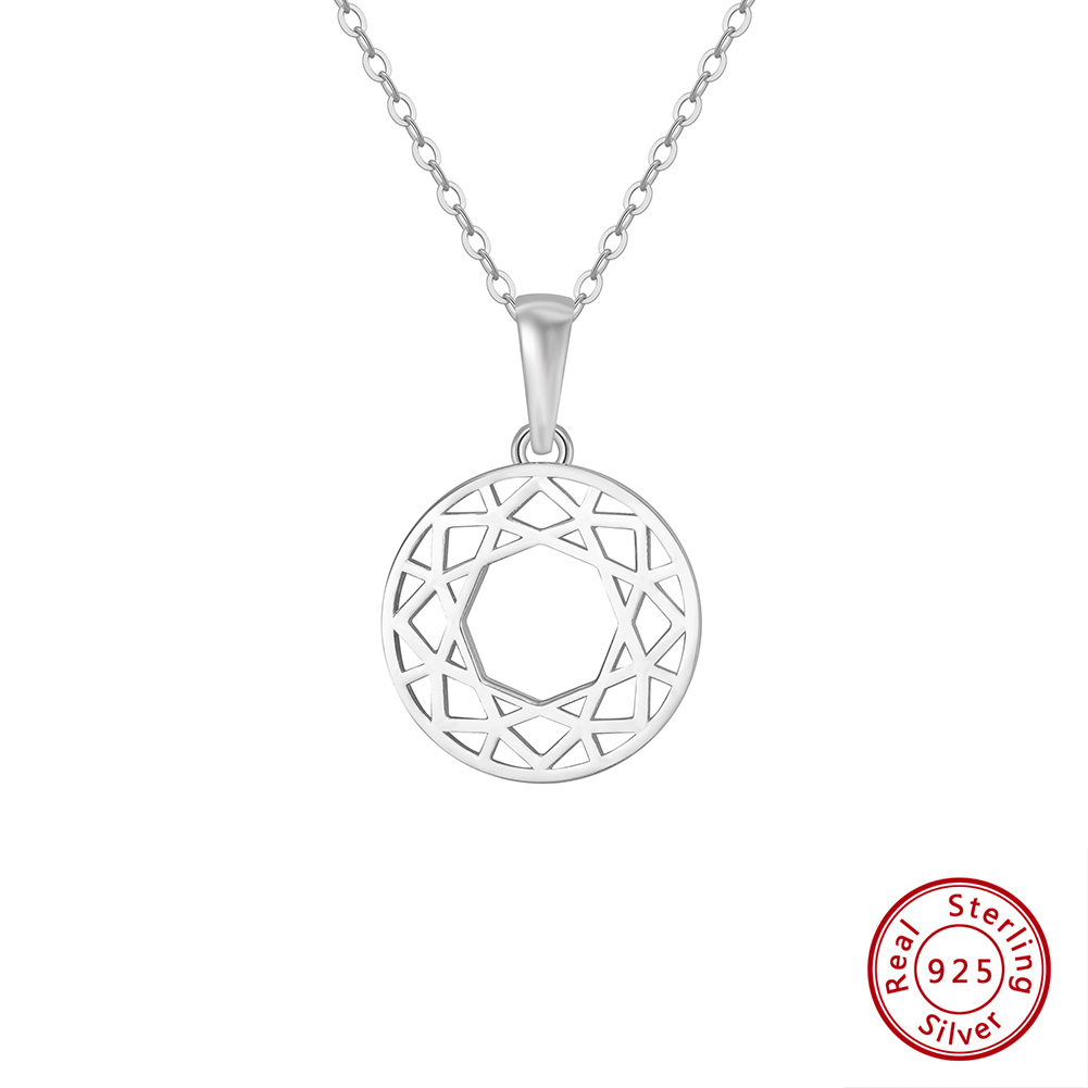 Style Simple Géométrique Rond Argent Sterling Placage Évider Plaqué Or 14k Plaqué Argent Pendentif display picture 2