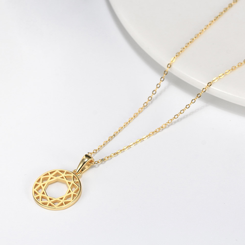 Simple Style Geometric Round Sterling Silver Plating Hollow Out 14k Gold Plated Silver Plated Pendant Necklace display picture 4