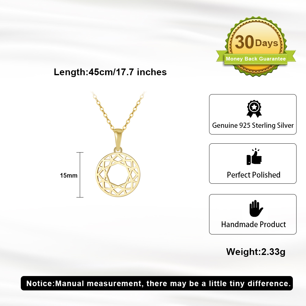 Simple Style Geometric Round Sterling Silver Plating Hollow Out 14k Gold Plated Silver Plated Pendant Necklace display picture 6