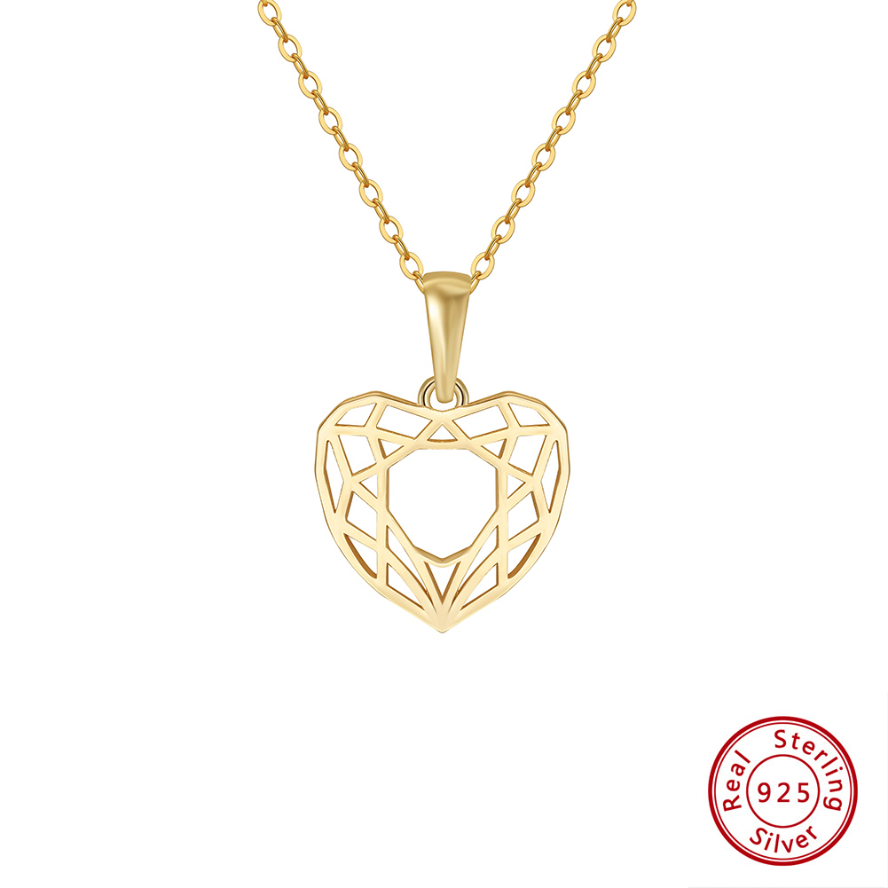Simple Style Geometric Heart Shape Sterling Silver Plating Hollow Out 14k Gold Plated Silver Plated Pendant Necklace display picture 1