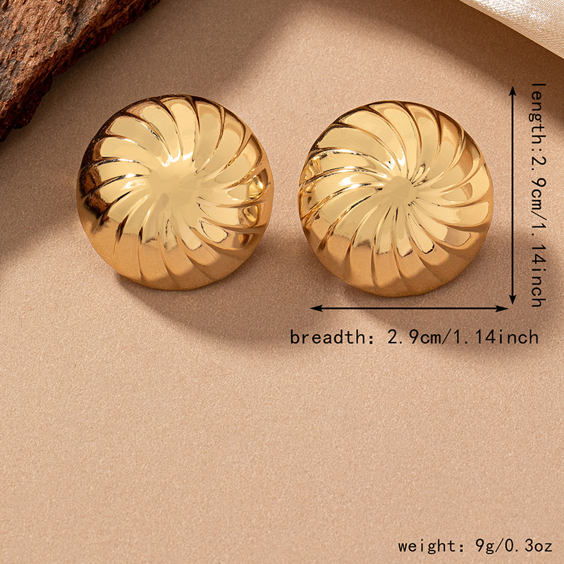 1 Pair Exaggerated Simple Style Round Swirl Pattern Plating Alloy Ferroalloy 14k Gold Plated Ear Studs display picture 1