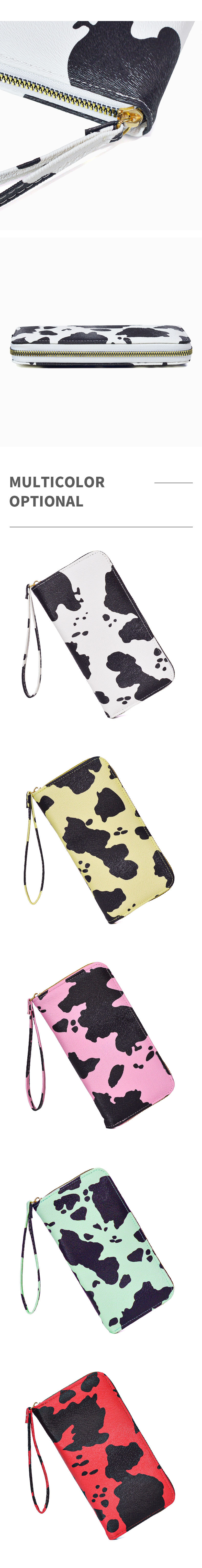 Women's Cow Pattern Pu Leather Zipper Coin Purses Long Wallet display picture 2