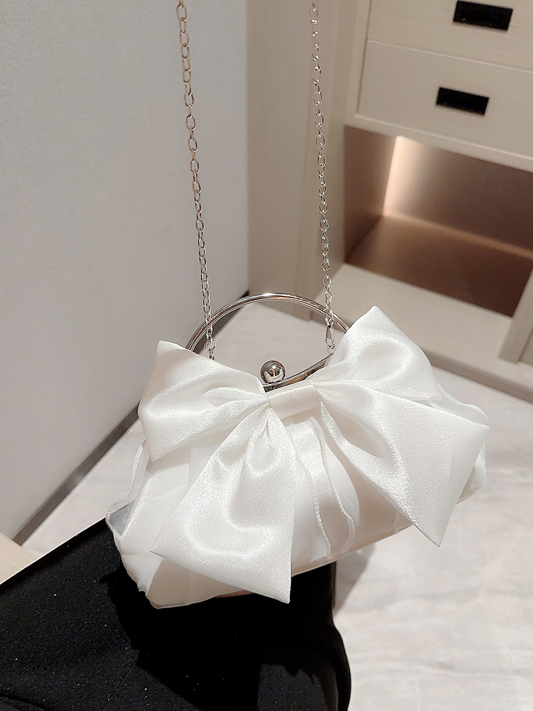 Women's Satin Bow Knot Elegant Vintage Style Flowers Oval Buckle Handbag Evening Bag display picture 2