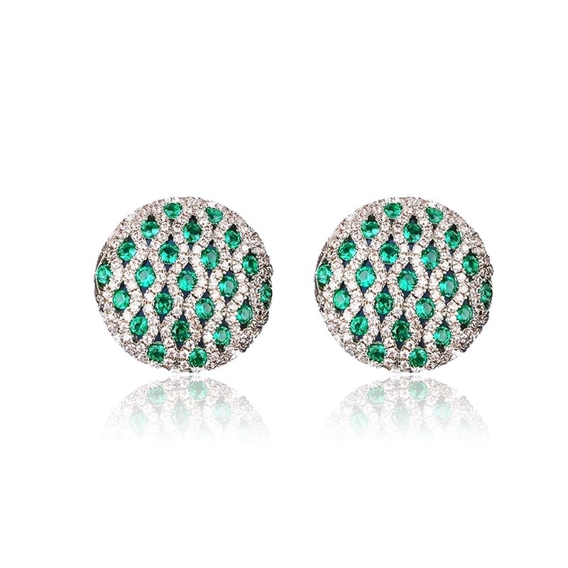 1 Pair Simple Style Shiny Round Plating Inlay Copper Zircon White Gold Plated Ear Studs display picture 1