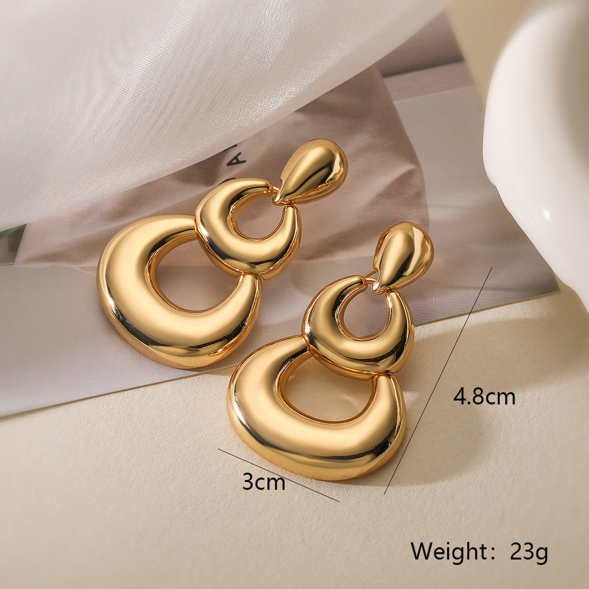 1 Pair Simple Style Geometric Plating Copper 18k Gold Plated Drop Earrings display picture 2