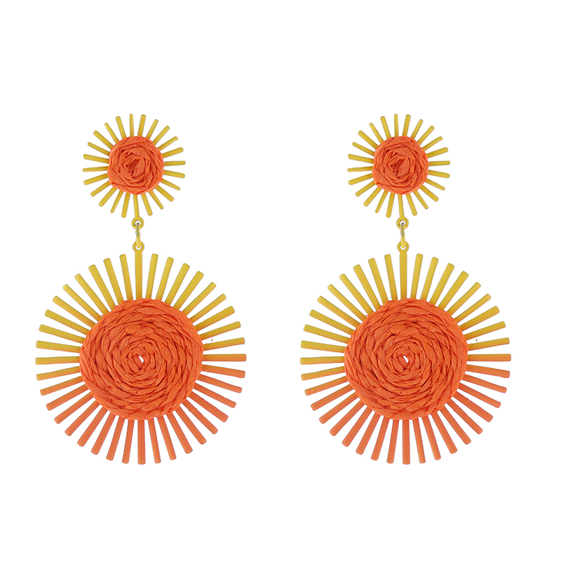 1 Pair Ig Style Elegant Flower Stoving Varnish Alloy Raffia Drop Earrings display picture 9