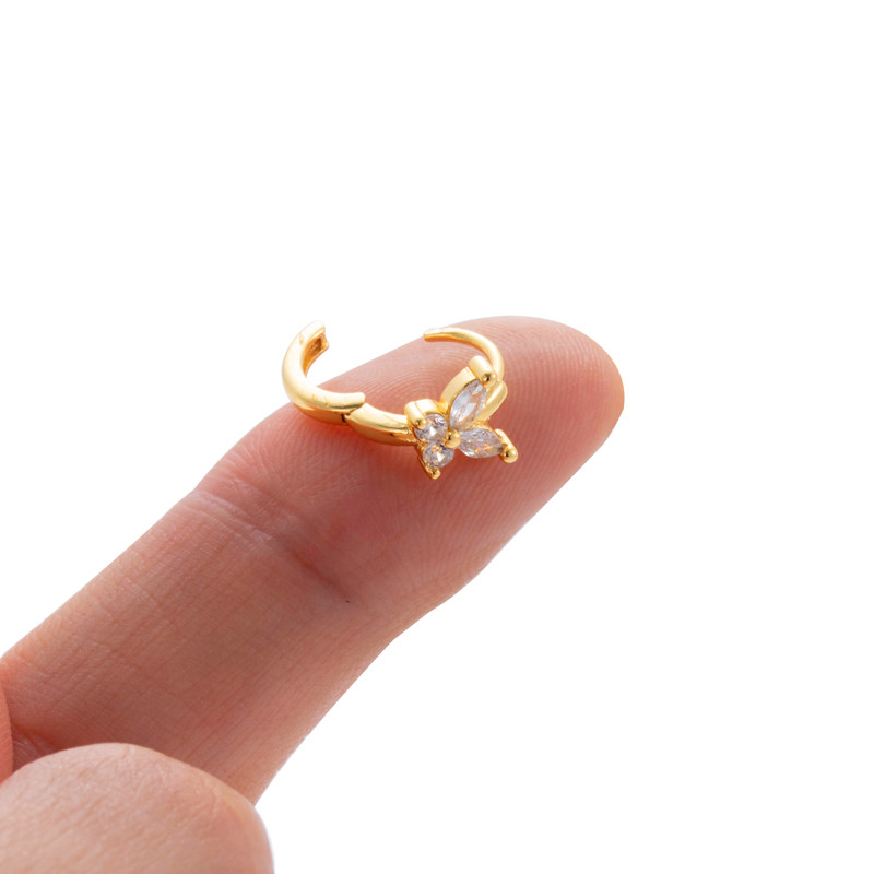 1 Piece Simple Style Classic Style Geometric Plating Inlay Copper Zircon 18k Gold Plated Ear Studs display picture 6