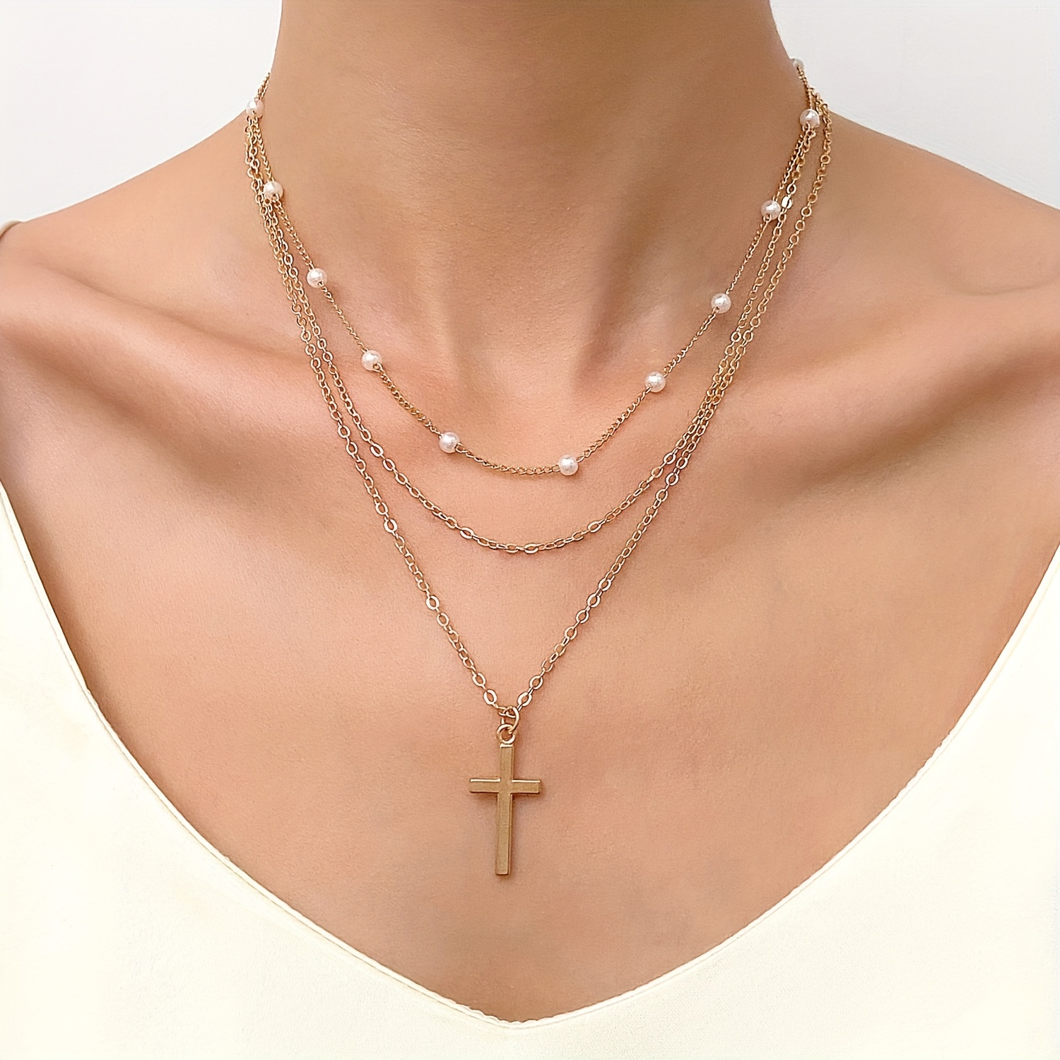 Simple Style Cross Alloy Plating Gold Plated Silver Plated Women's Necklace display picture 4