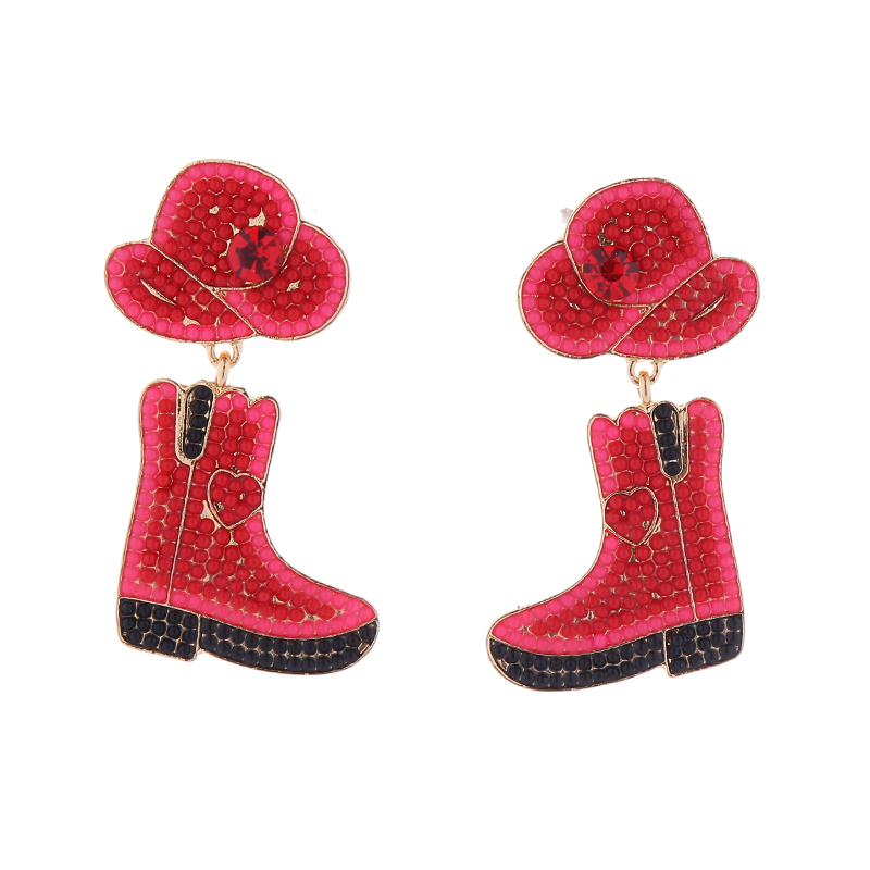 1 Pair Retro Exaggerated Boots Inlay Alloy Artificial Pearls Beads Drop Earrings display picture 8