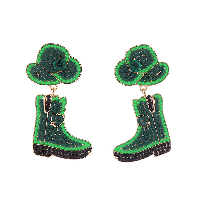1 Pair Retro Exaggerated Boots Inlay Alloy Artificial Pearls Beads Drop Earrings display picture 6