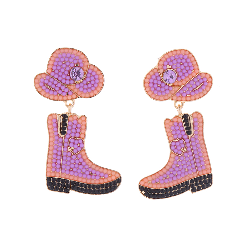 1 Pair Retro Exaggerated Boots Inlay Alloy Artificial Pearls Beads Drop Earrings display picture 5
