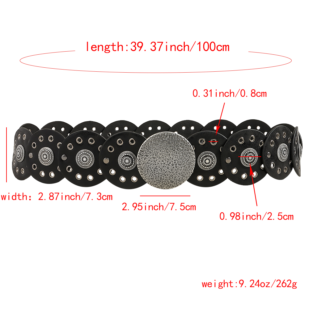 Classical Vacation Roman Style Round Pu Leather Rivet Women's Woven Belts display picture 6