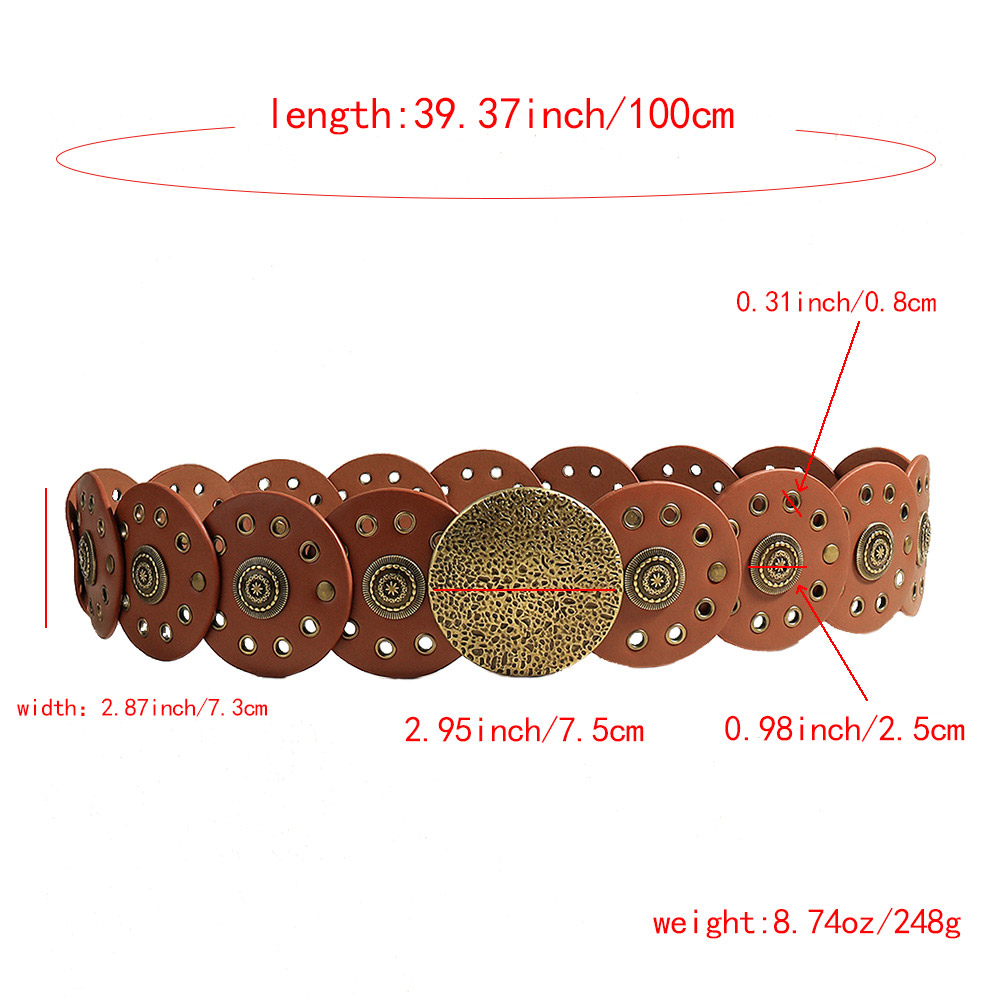 Classical Vacation Roman Style Round Pu Leather Rivet Women's Woven Belts display picture 7