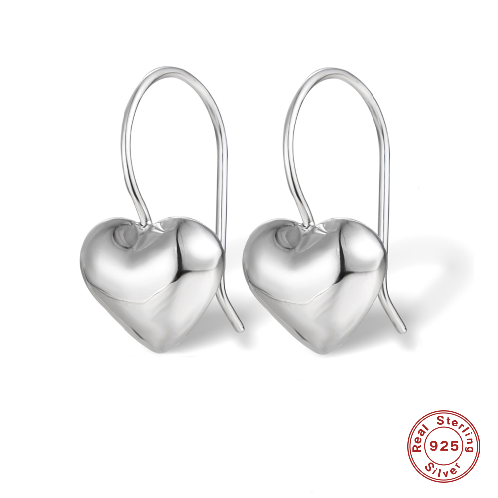 1 Pair Elegant Vintage Style Simple Style Heart Shape Plating Sterling Silver Drop Earrings display picture 4