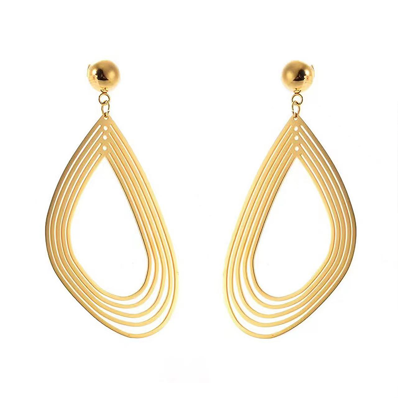 1 Pair Simple Style Classic Style Water Droplets Plating Stainless Steel None Gold Plated Drop Earrings display picture 2