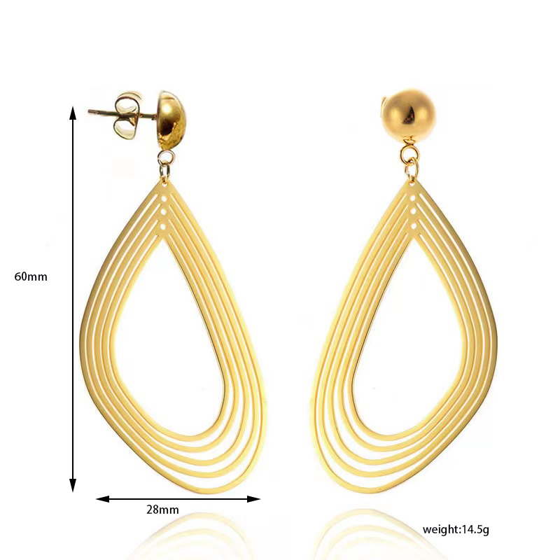 1 Pair Simple Style Classic Style Water Droplets Plating Stainless Steel None Gold Plated Drop Earrings display picture 5
