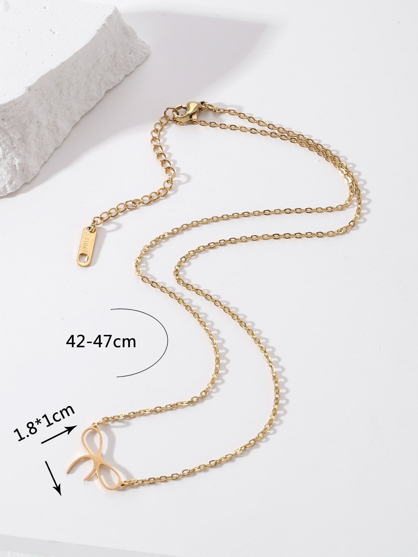 Stainless Steel 18K Gold Plated Simple Style Arrow Bow Knot Pendant Necklace display picture 6