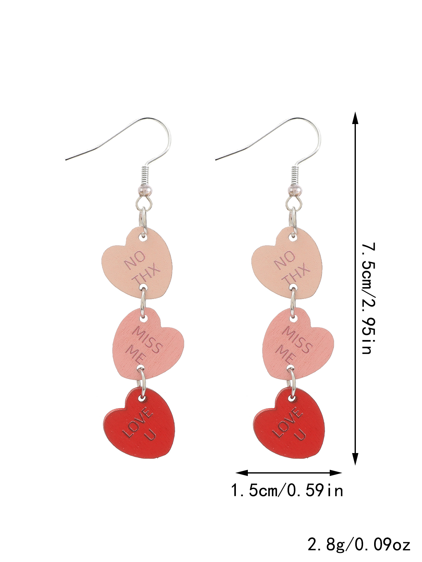 1 Pair Romantic Modern Style Simple Style Letter Heart Shape Handmade Carving Wood Drop Earrings display picture 1