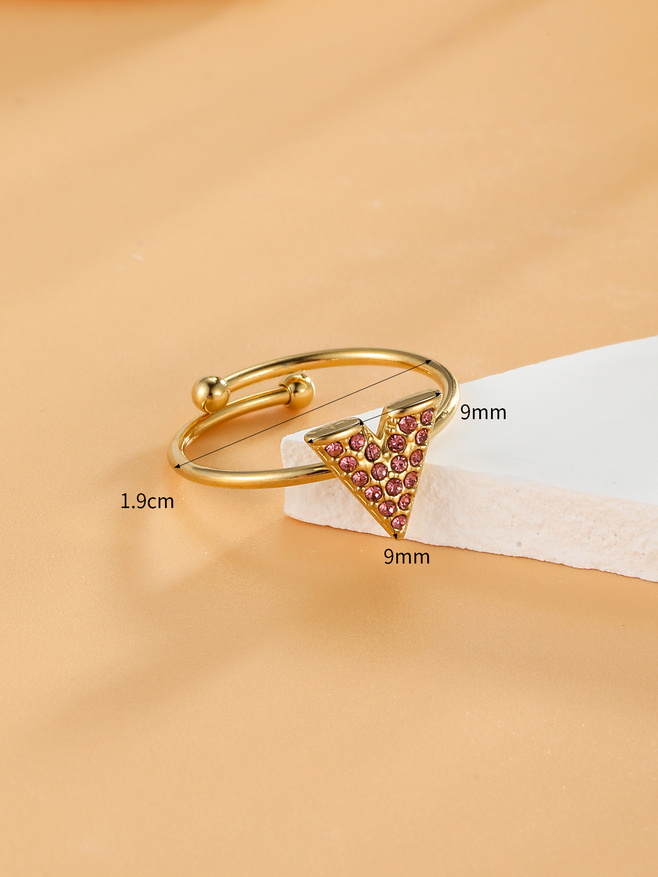 304 Stainless Steel 18K Gold Plated Simple Style Plating Inlay V Shape Zircon Open Rings display picture 4