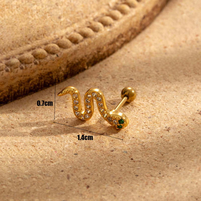 1 Piece French Style Simple Style Korean Style Snake Inlay Copper Zircon Ear Cuffs Ear Studs display picture 6